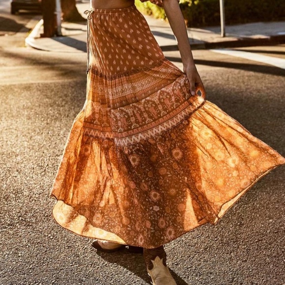 Spell Women's Maxi Skirt in Brown and Cream - Picture 15 of 15